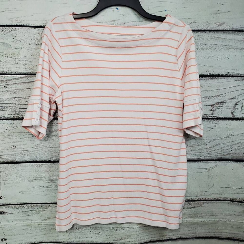 Christopher & Banks Large White Stripe Top